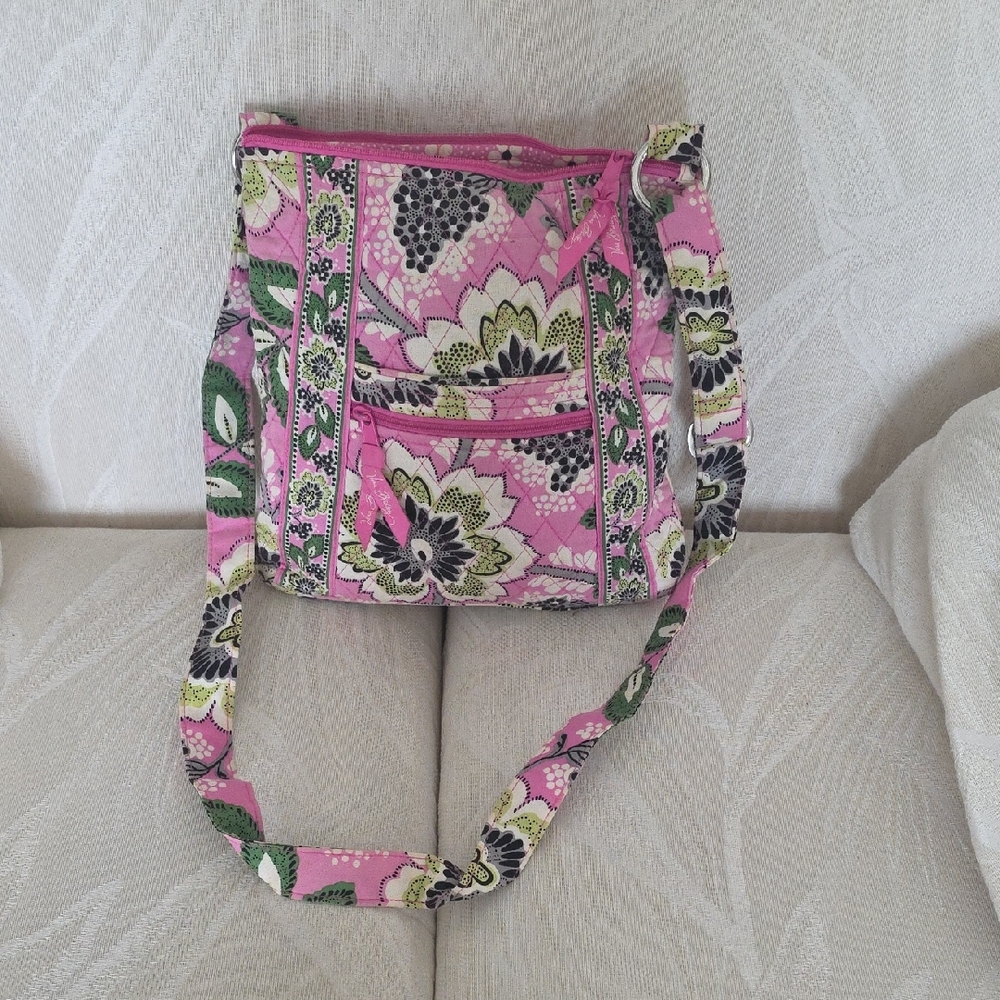 Vera Bradley Pink and Green Floral Crossbody Bag